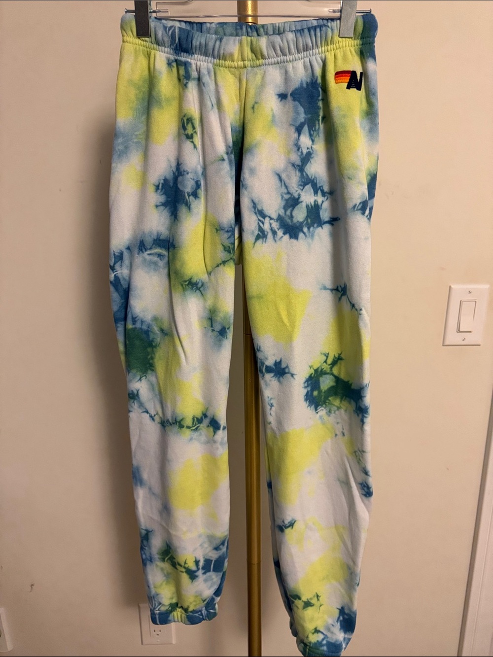 Aviator Nation Blue & Yellow Tie-Dye Track Pants